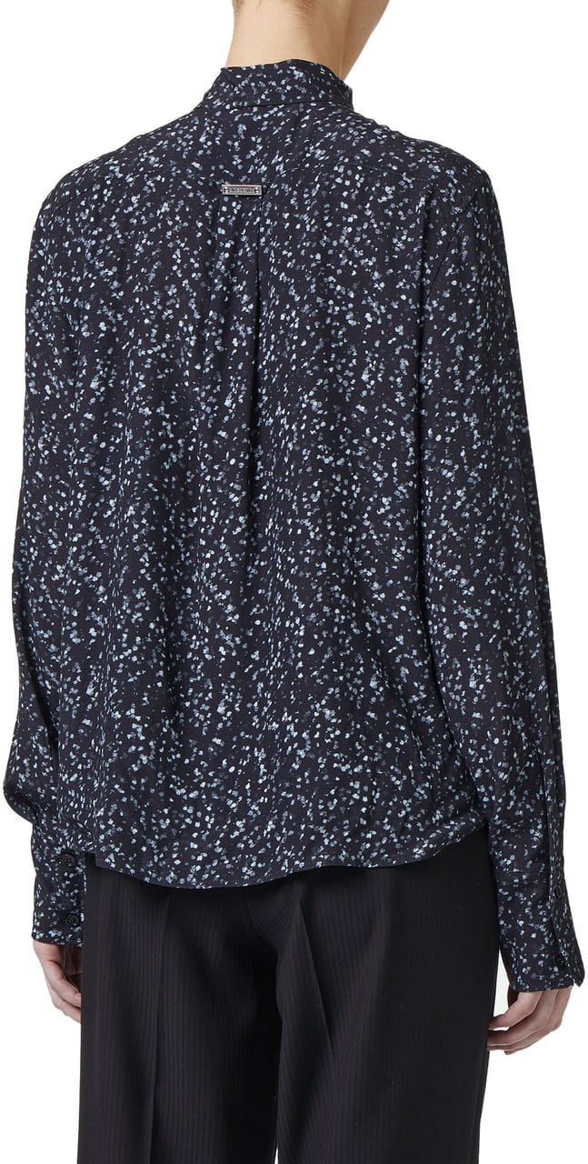 Iceberg Comfort fit shirt with black and grey background print in eco-true viscose with sash and gathered de Divers