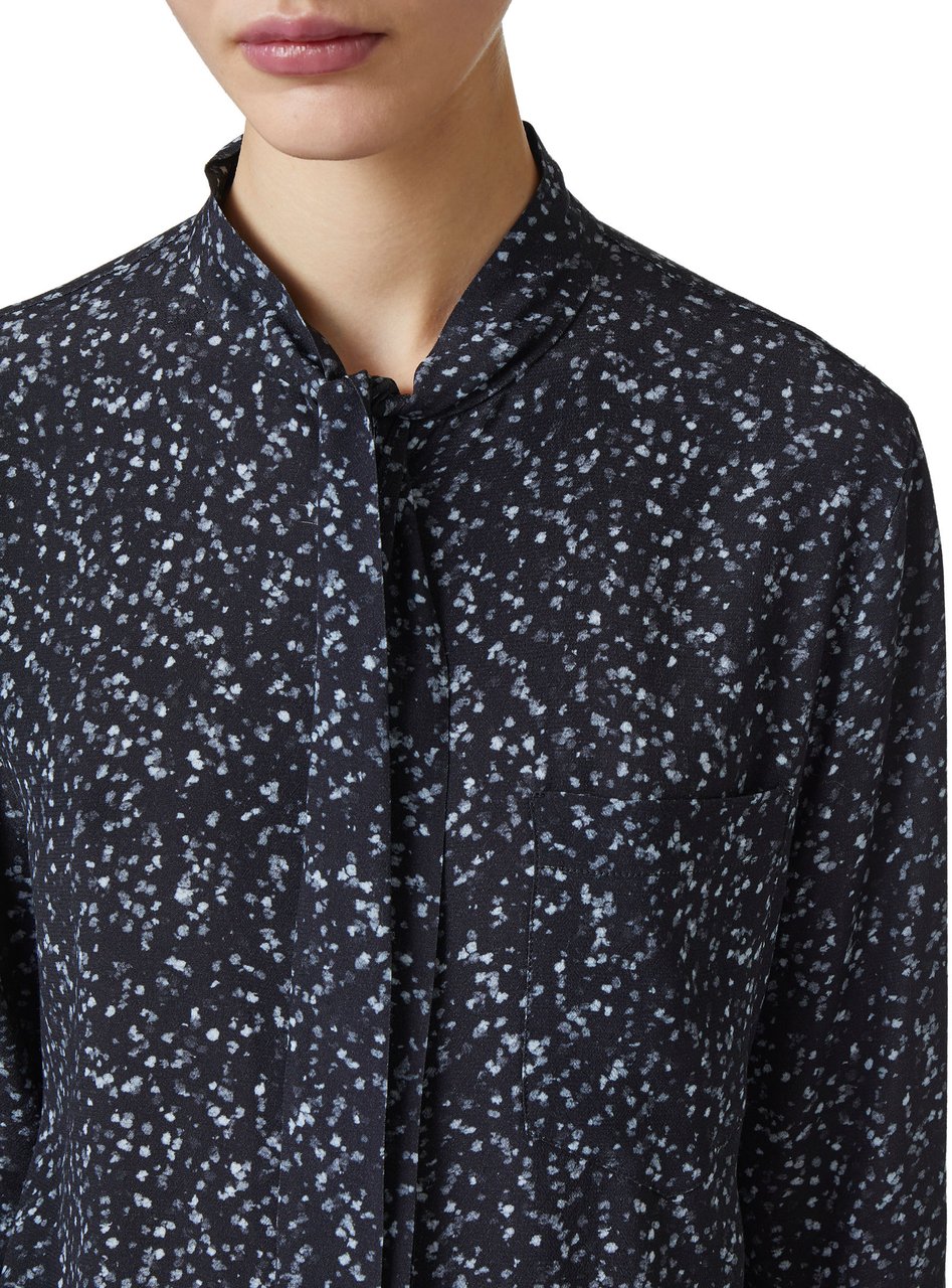 Iceberg Comfort fit shirt with black and grey background print in eco-true viscose with sash and gathered de Divers