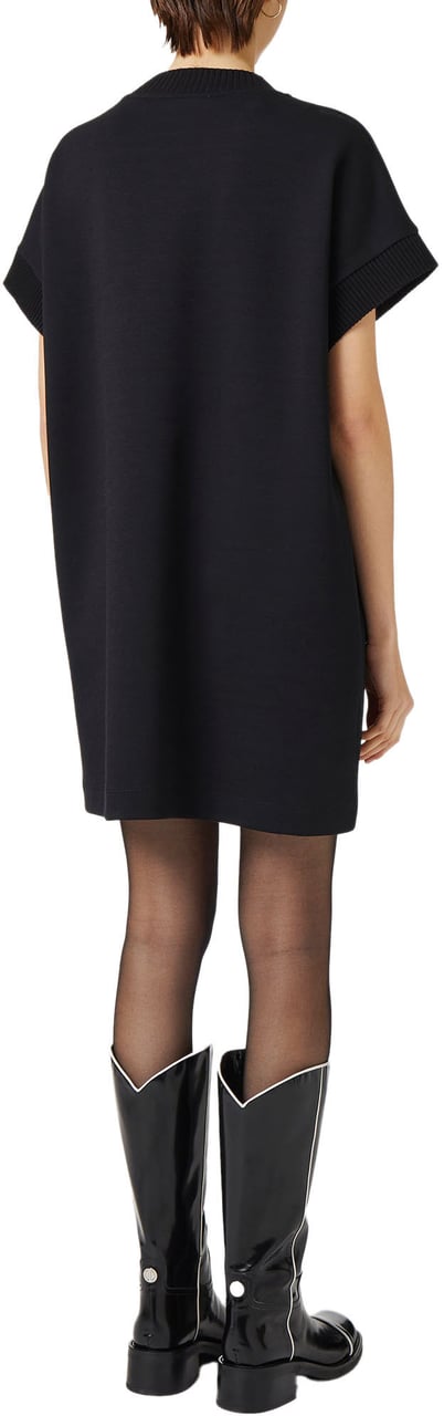 Iceberg Black dress with V-neck and embossed Iceberg logo Zwart