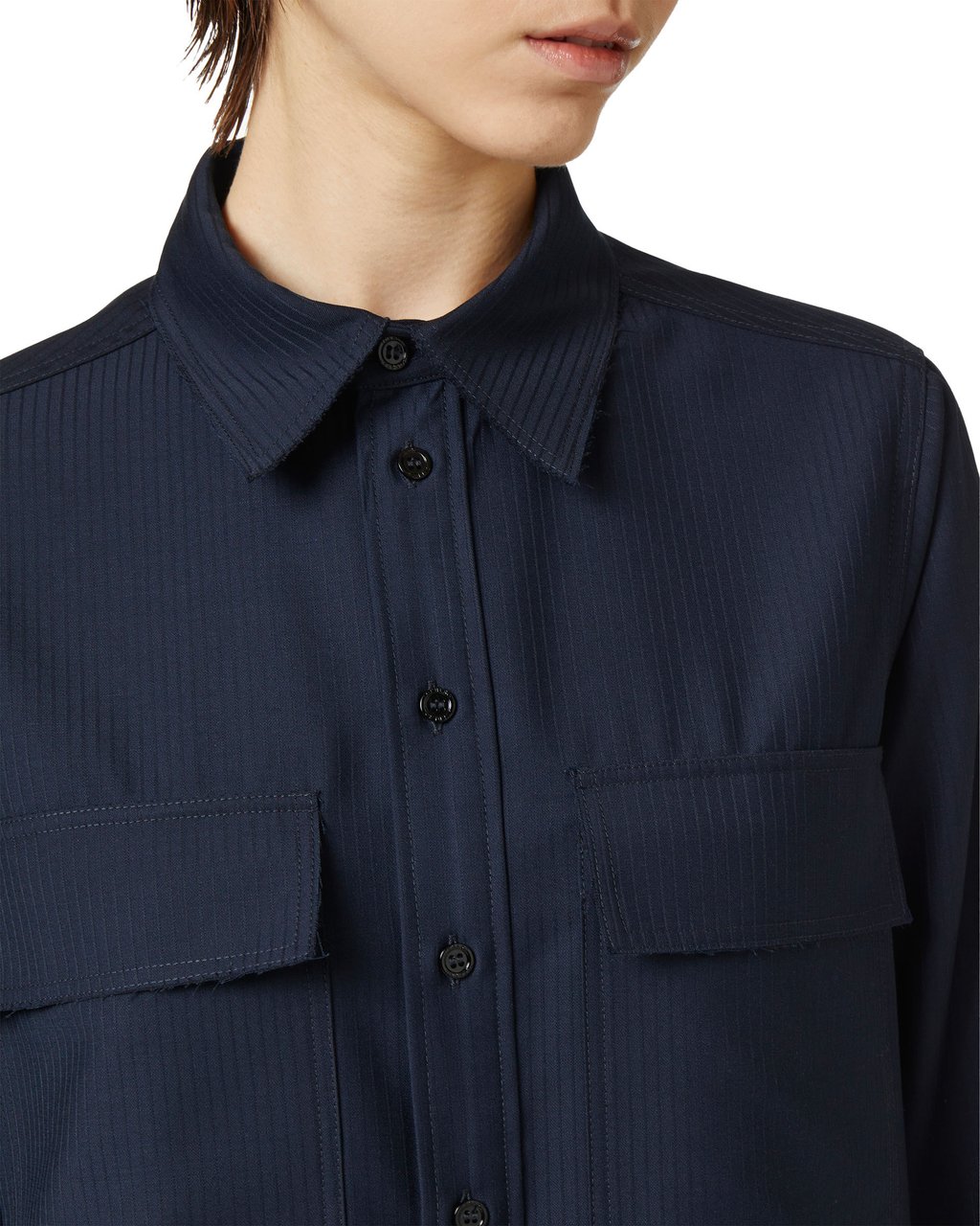 Iceberg Blue shirt dress in tonal pinstripe with flap pockets Blauw