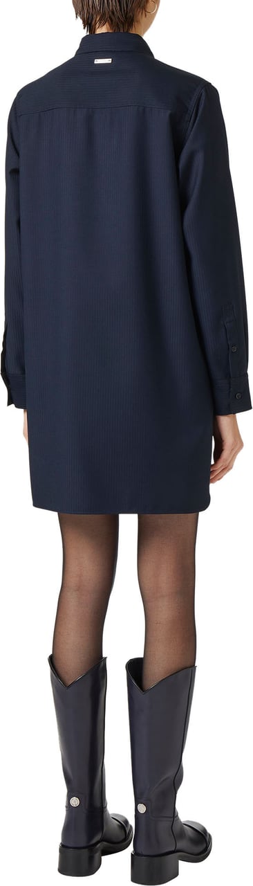 Iceberg Blue shirt dress in tonal pinstripe with flap pockets Blauw