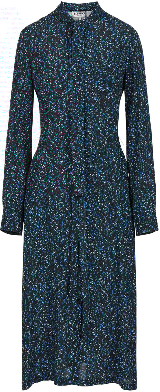 Iceberg New shape dress with black and green background print in eco-true viscose Divers