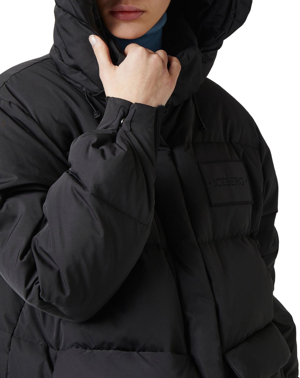 Iceberg Real feather down jacket with embroidered logo patch Zwart