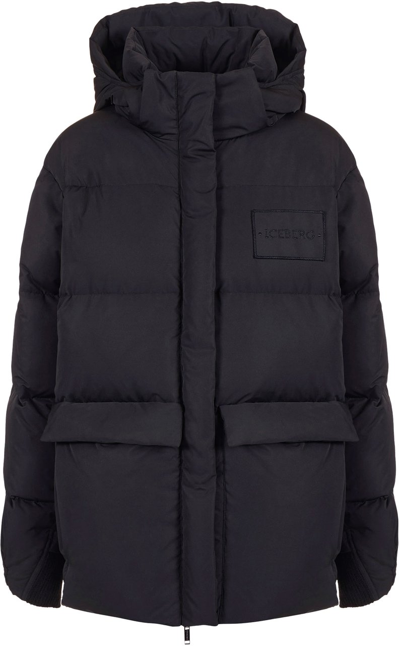 Iceberg Real feather down jacket with embroidered logo patch Zwart