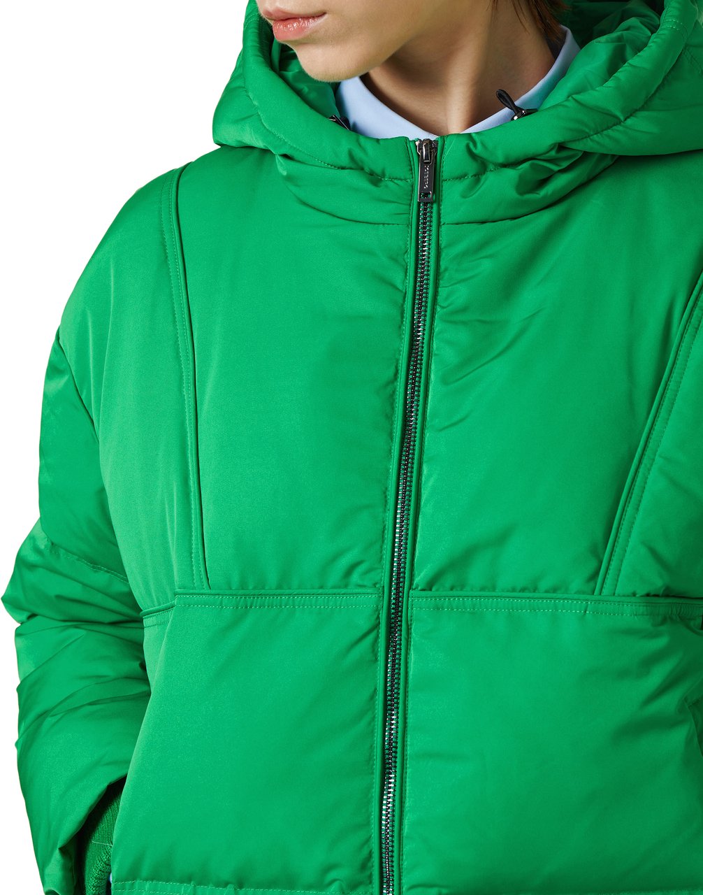Iceberg Short down jacket in real feather with logo plate Groen