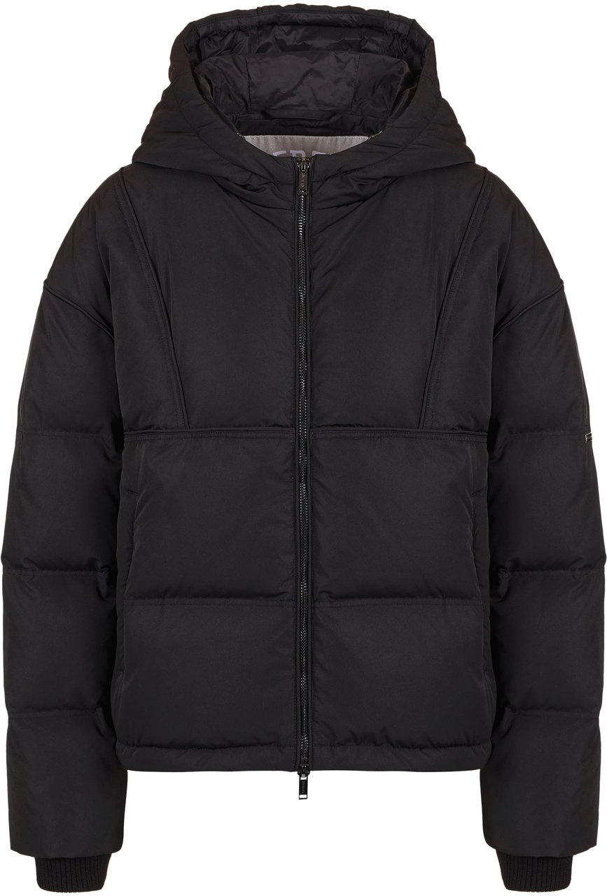 Iceberg Short down jacket in real feather with logo plate Zwart