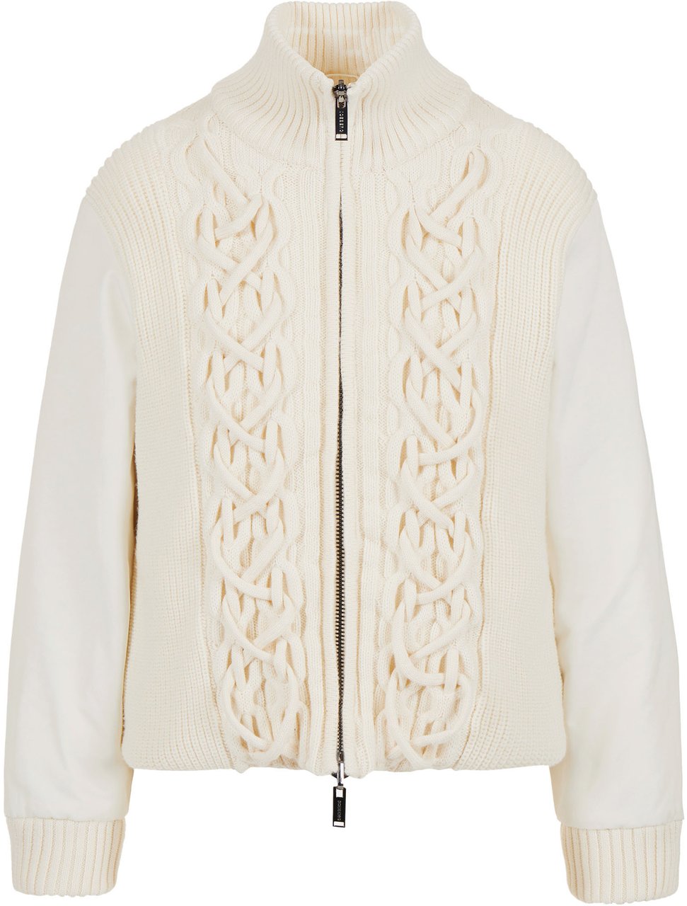 Iceberg Vanilla reversible short jacket with knitted body and nylon drill sleeves Wit