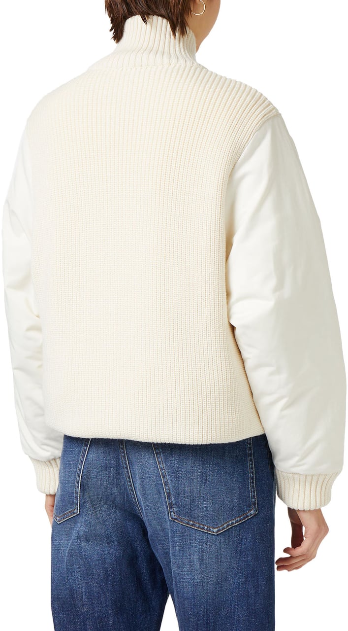 Iceberg Vanilla reversible short jacket with knitted body and nylon drill sleeves Wit