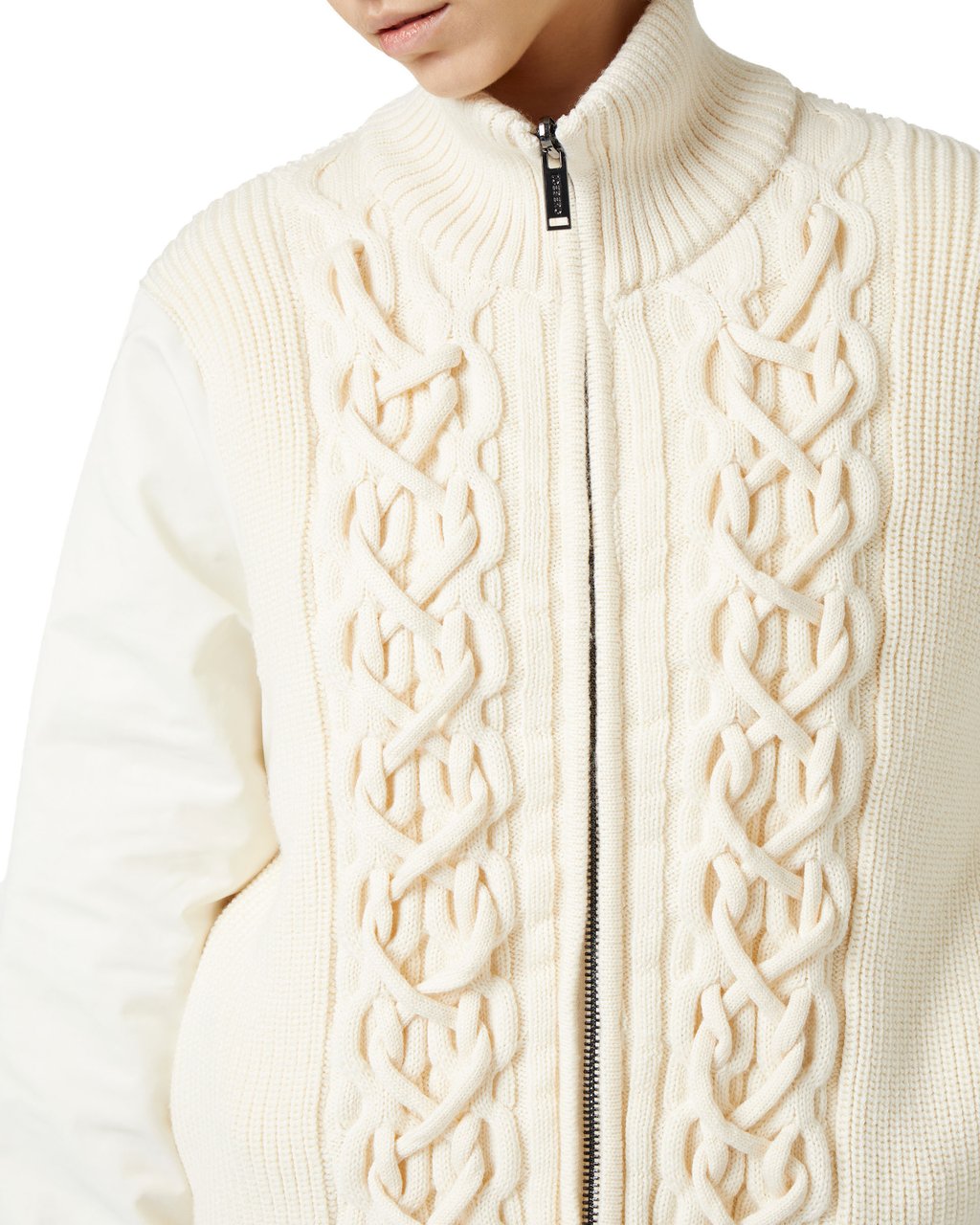 Iceberg Vanilla reversible short jacket with knitted body and nylon drill sleeves Wit