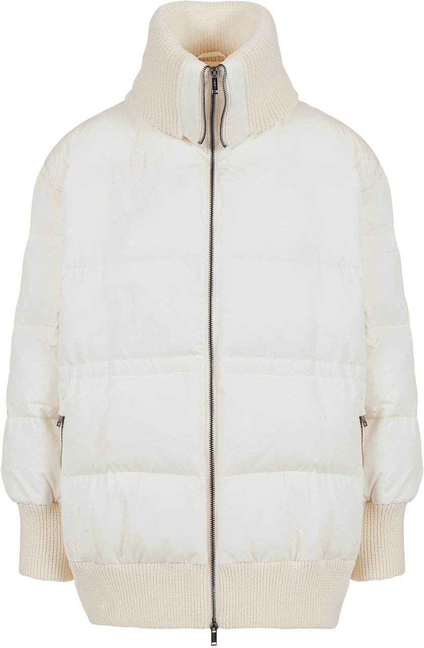 Iceberg Vanilla drill nylon midi jacket with Iceberg logo embroidered on the back Wit