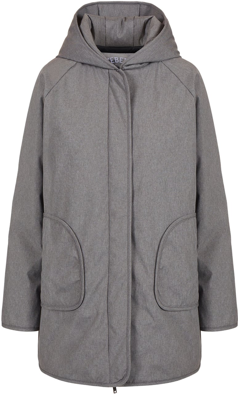 Iceberg Grey melange nylon midi down jacket with real down padding Grijs