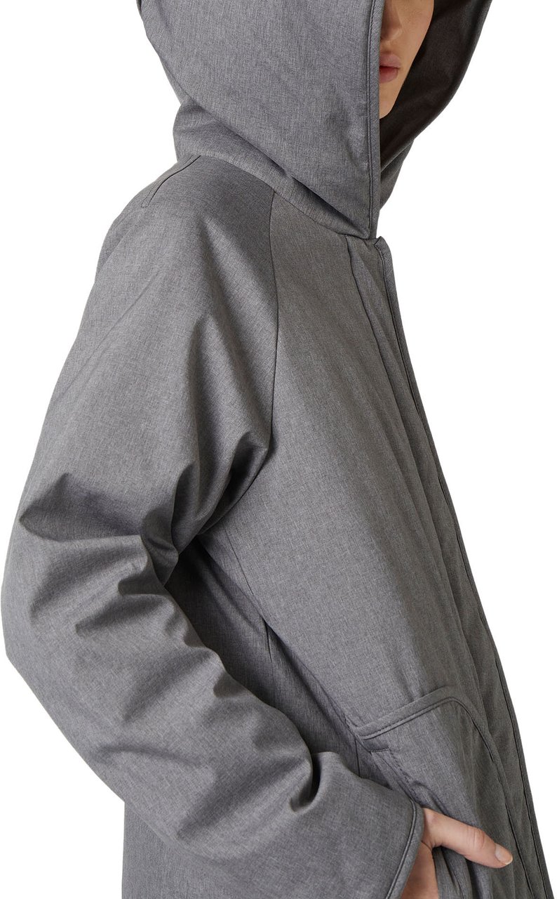 Iceberg Grey melange nylon midi down jacket with real down padding Grijs