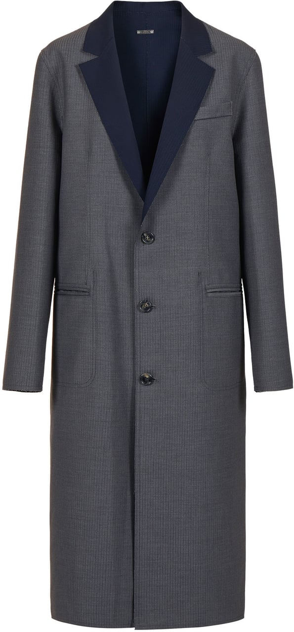 Iceberg Reversible pinstripe coat in mouse grey with raw cut details Grijs