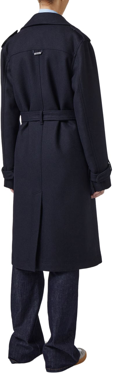 Iceberg Comfort fit coat in very dark blue cloth with nylon details and logo zip Blauw