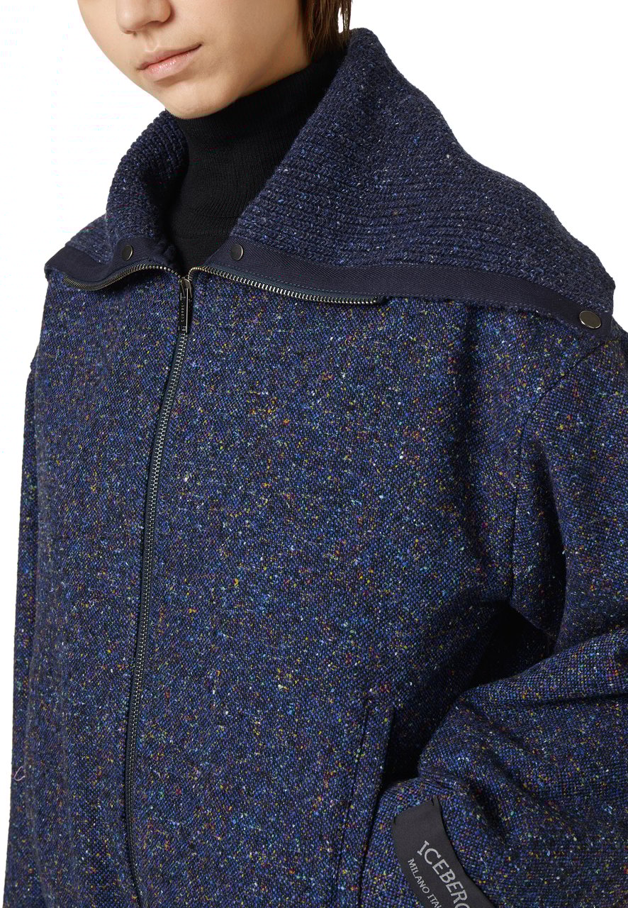 Iceberg Comfort fit jacket in boucl� wool blend in a mix of blue Divers