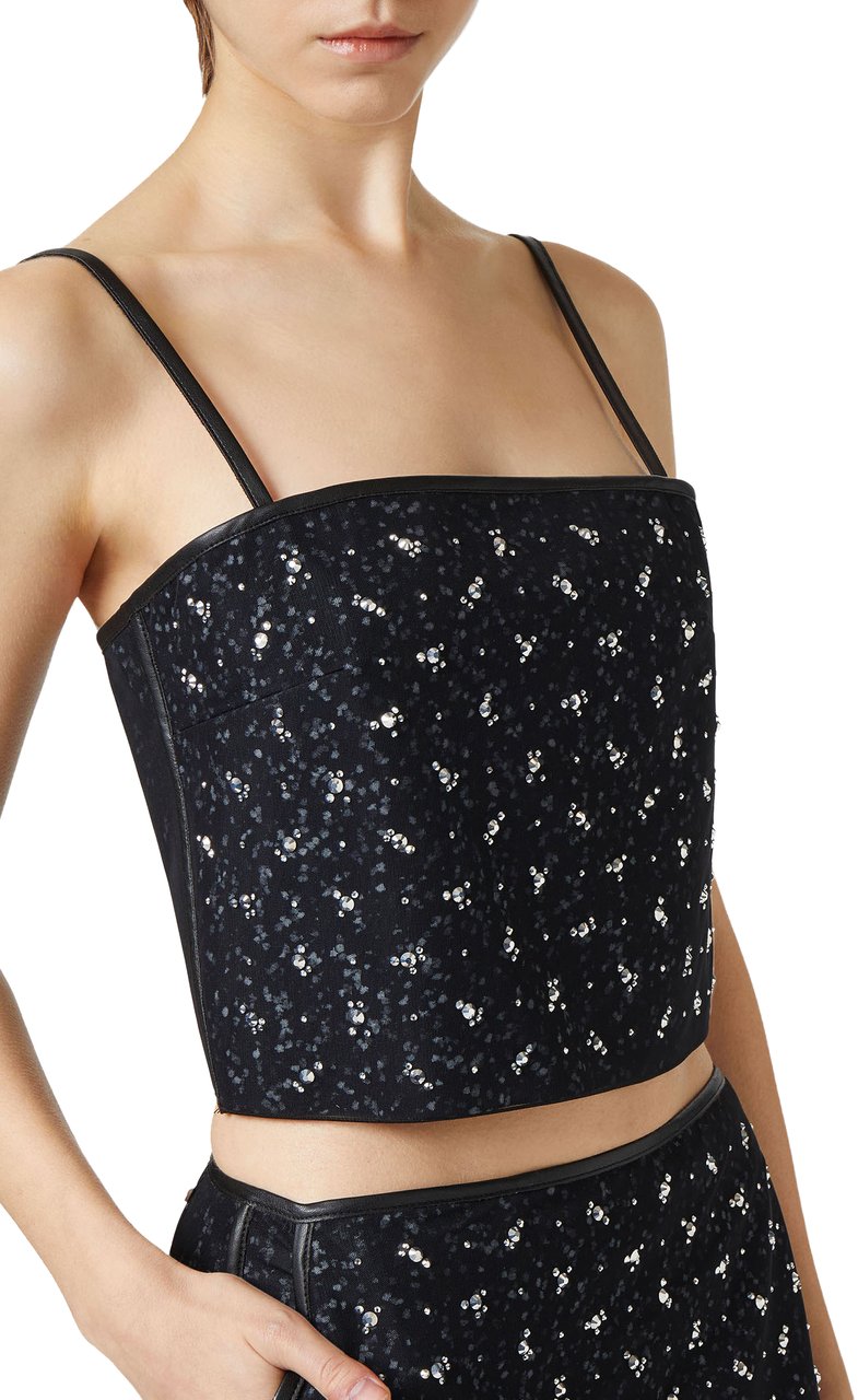 Iceberg Cropped top with rhinestones and tulle, between sensuality and graphic statement Divers