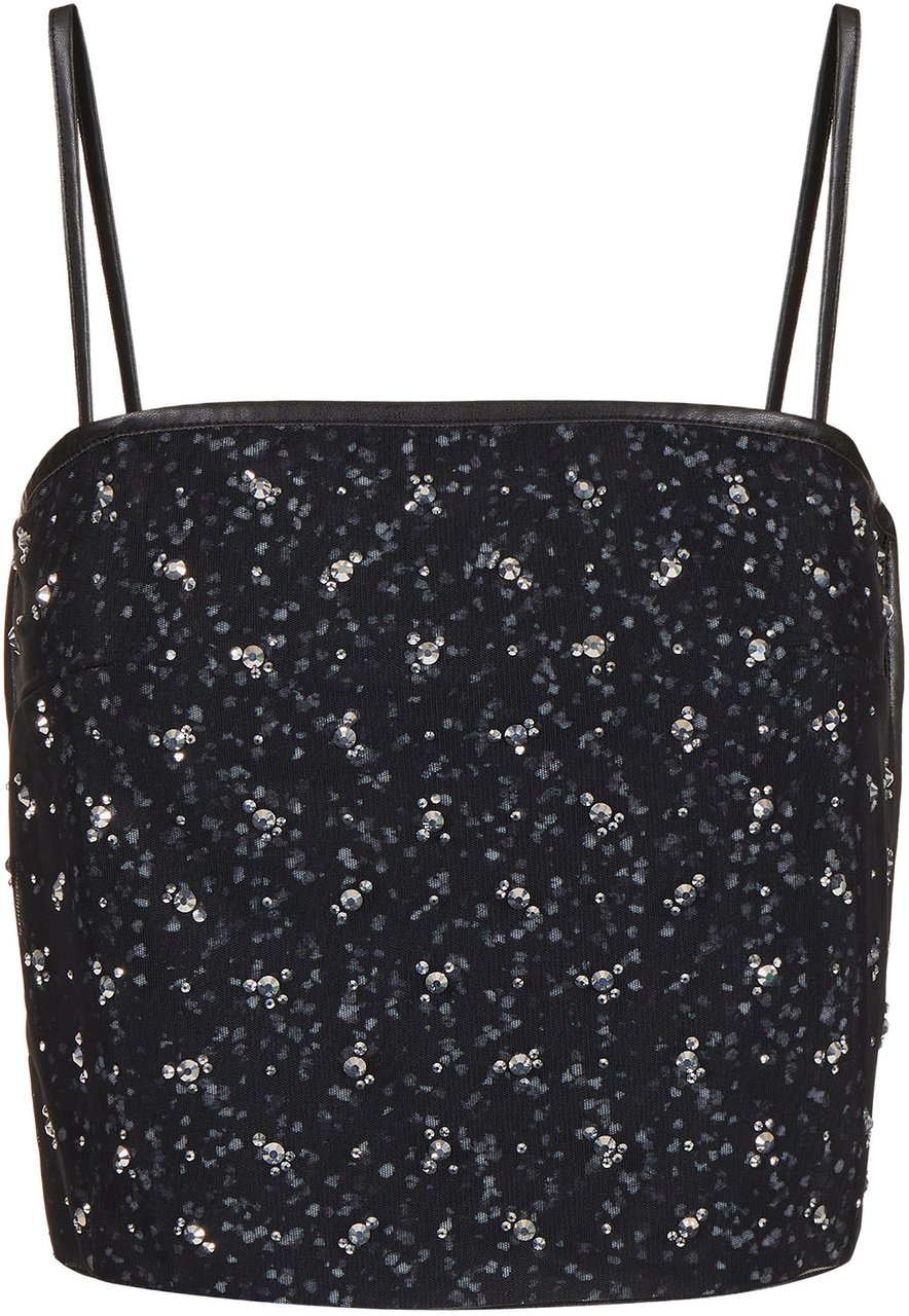 Iceberg Cropped top with rhinestones and tulle, between sensuality and graphic statement Divers