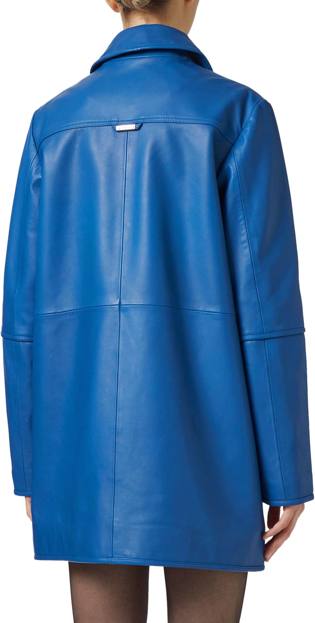 Iceberg Zaphyre leather midi coat with Iceberg plaque Blauw