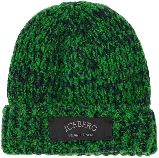 Iceberg Multicolor knitted hat with Iceberg sartorial label Zwart