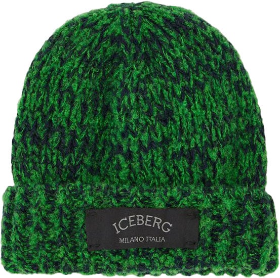 Iceberg Multicolor knitted hat with Iceberg sartorial label Zwart