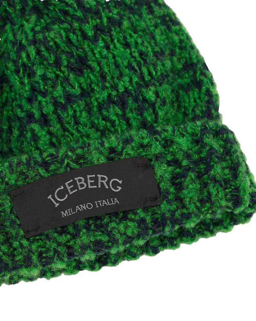 Iceberg Multicolor knitted hat with Iceberg sartorial label Zwart