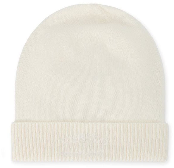 Iceberg Milk white cashmere hat with tone-on-tone embroidery Wit