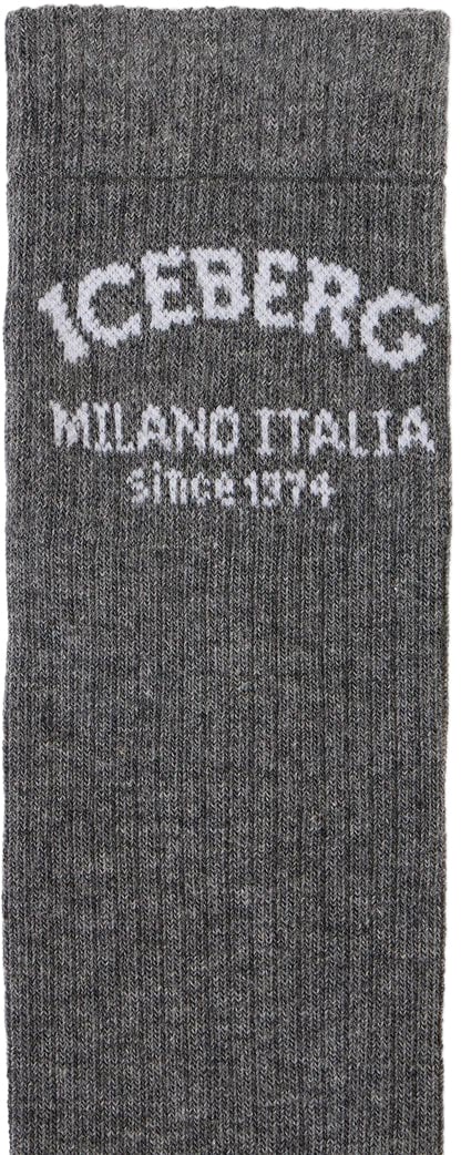 Iceberg Grey melange sock with jacquard Iceberg logo Grijs
