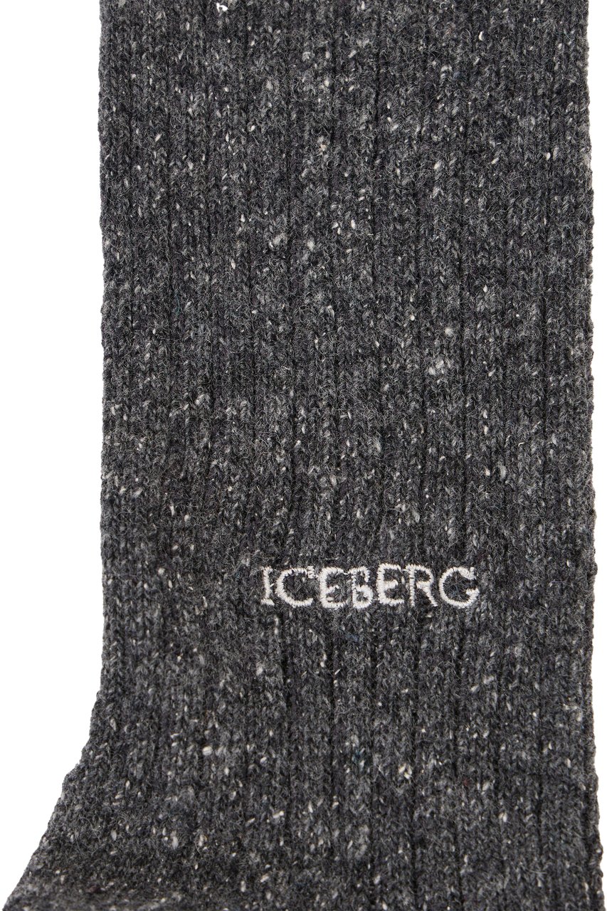 Iceberg Heavy boucl� wool sock with a pattern in shades of grey Divers