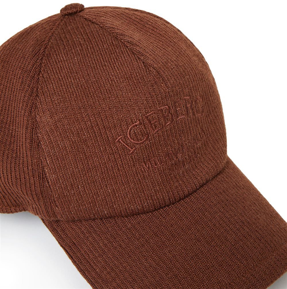 Iceberg Hazelnut Ribbed Knit Baseball Cap with Iceberg Embroidery Bruin
