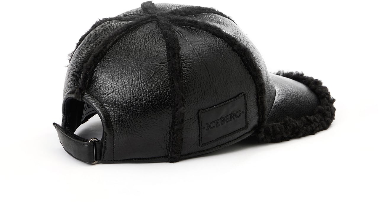 Iceberg Black faux shearling baseball cap Zwart