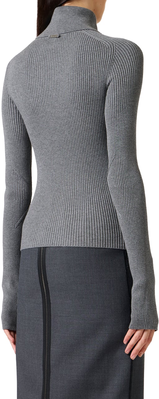 Iceberg Slim-fit mock turtleneck sweater in stretch viscose in medium gray Grijs