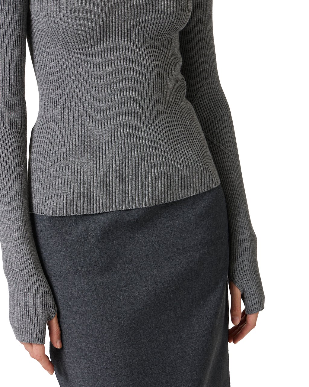 Iceberg Slim-fit mock turtleneck sweater in stretch viscose in medium gray Grijs