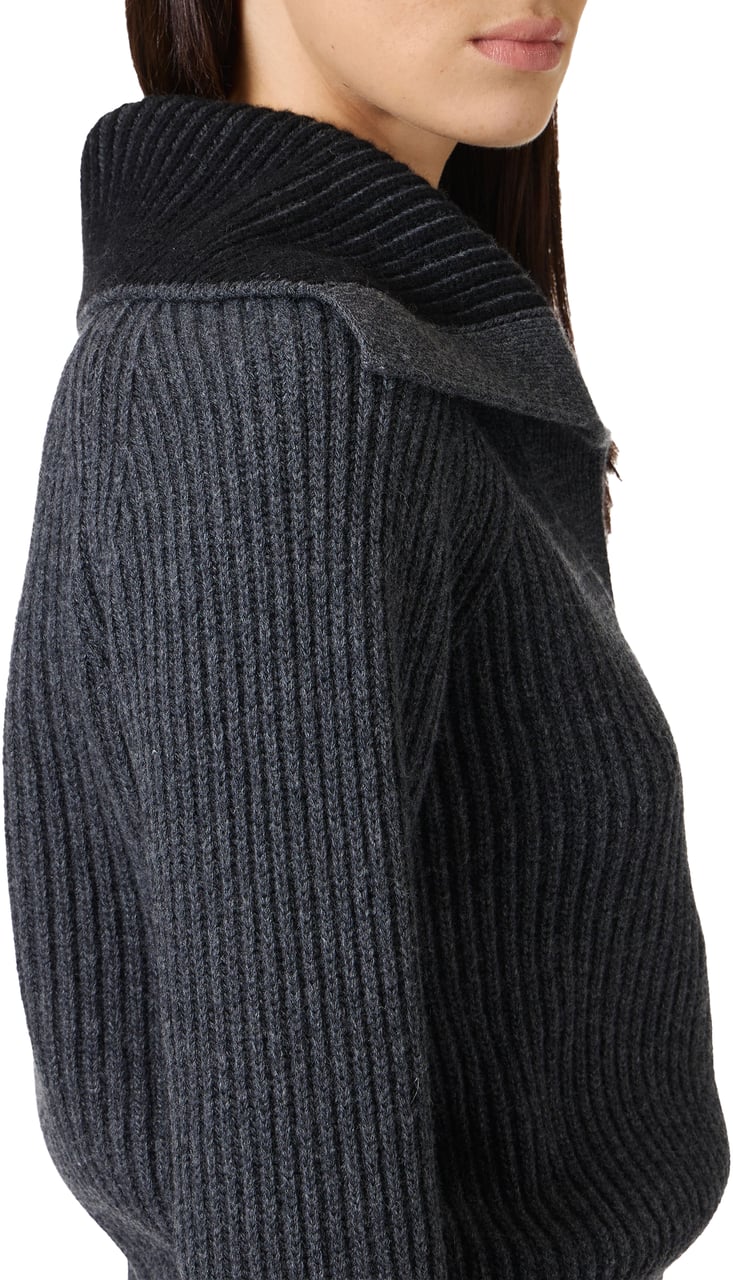 Iceberg Regular-fit polo shirt in dark gray melange lambswool Grijs