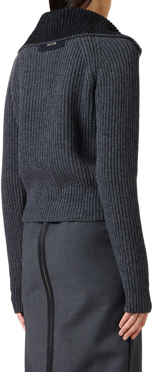 Iceberg Regular-fit polo shirt in dark gray melange lambswool Grijs