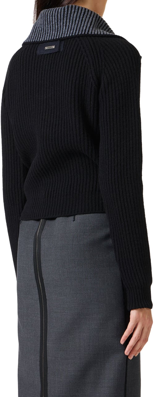 Iceberg Regular-fit black lambswool polo shirt Zwart