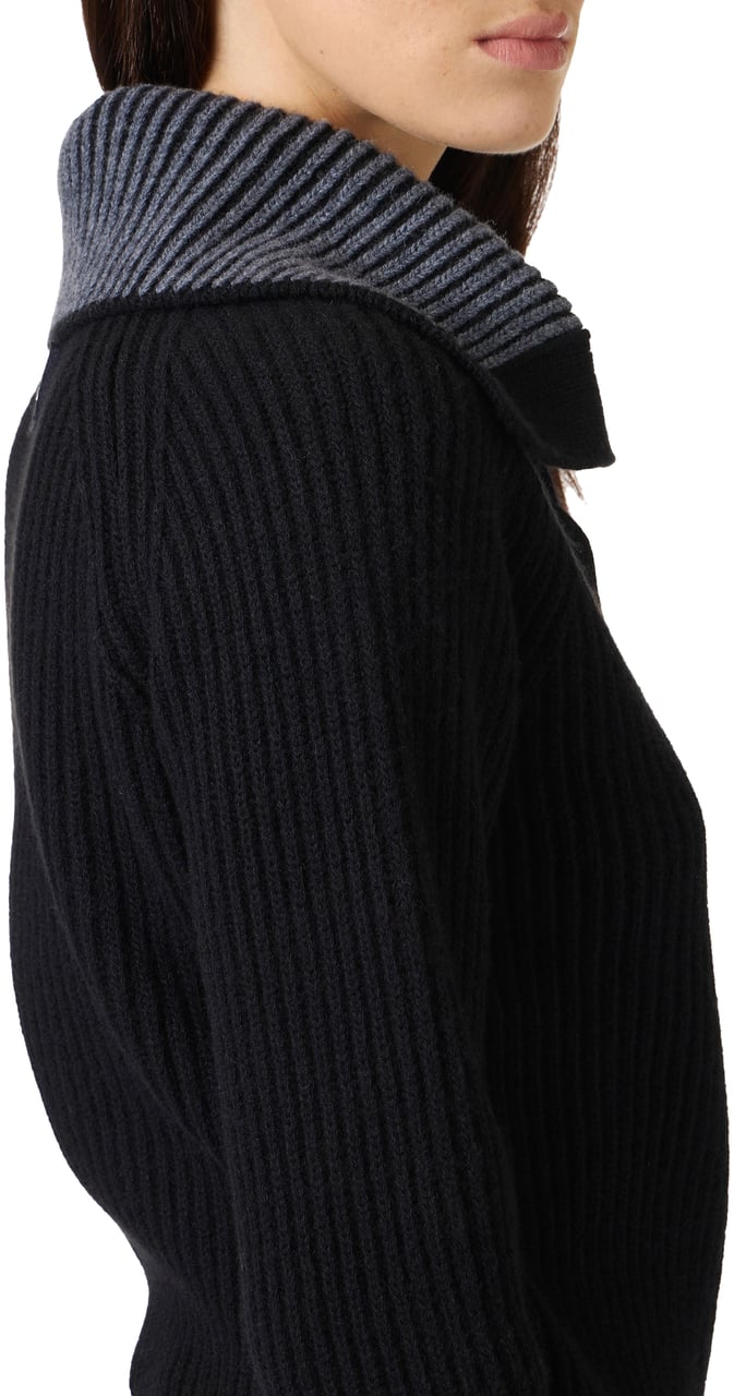 Iceberg Regular-fit black lambswool polo shirt Zwart