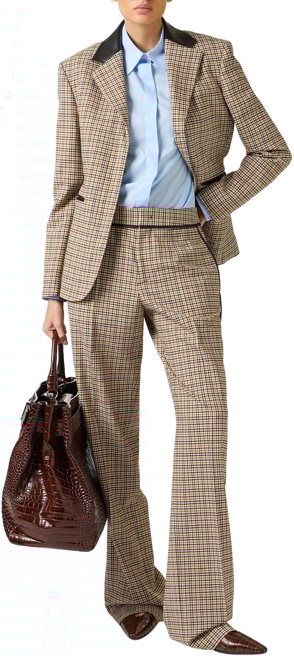 Iceberg Relaxed-fit, low-rise trousers in brown and camel check fabric Divers