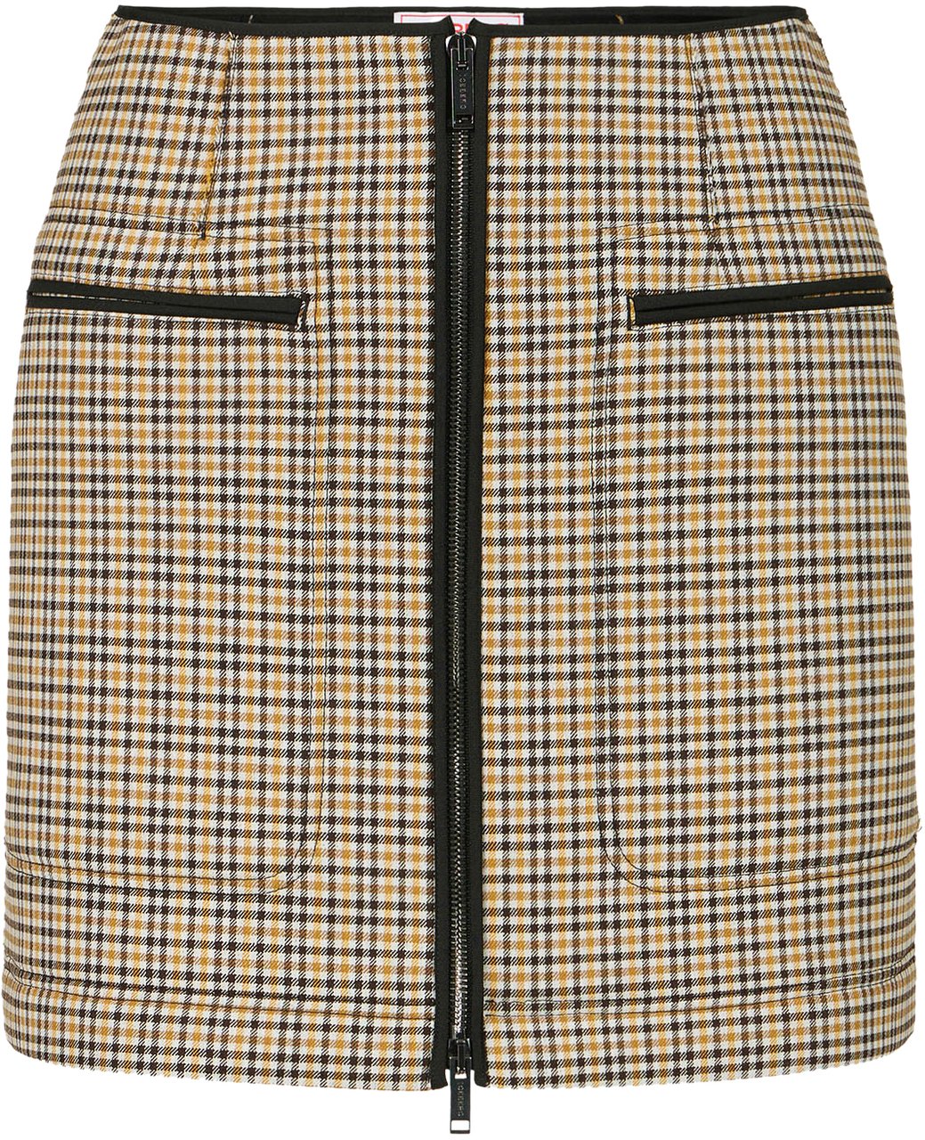 Iceberg Regular-fit short skirt in check fabric and camel and brown neoprene Divers