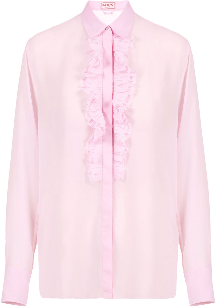Iceberg Regular-fit shirt in pink technical chiffon Roze