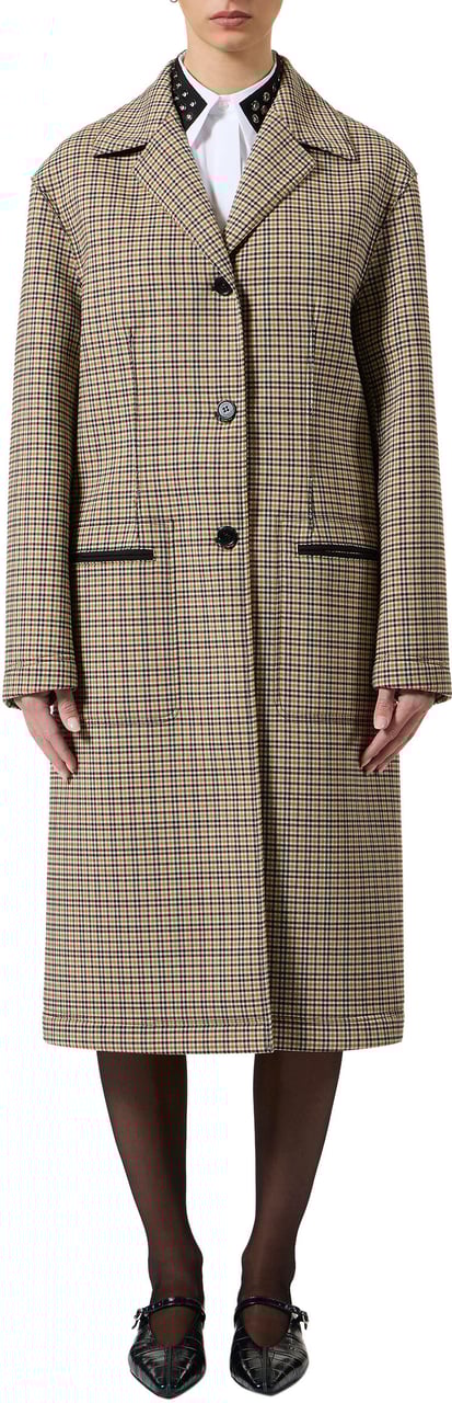 Iceberg Oversized coat in camel and brown check fabric Divers