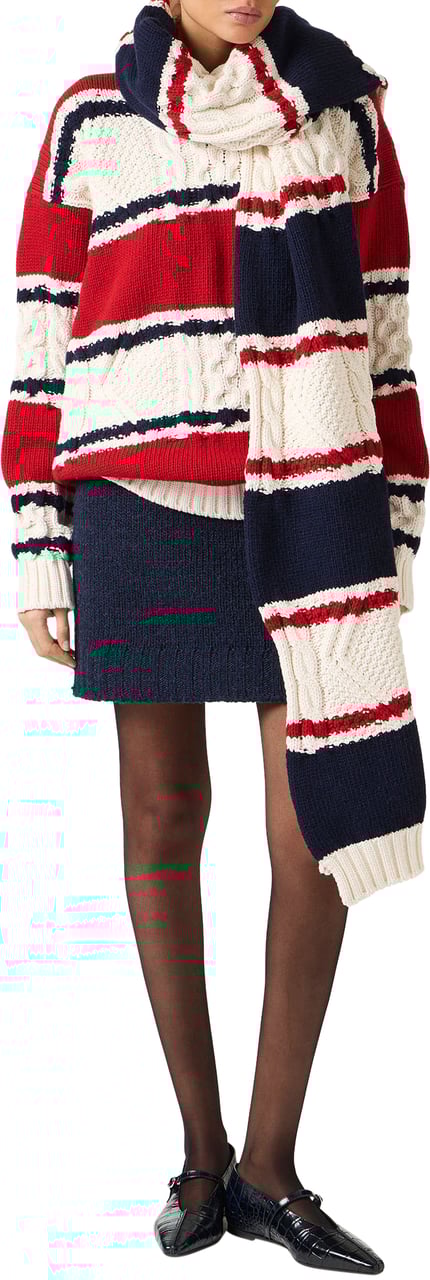 Iceberg Multicolored red and blue striped scarf Zwart