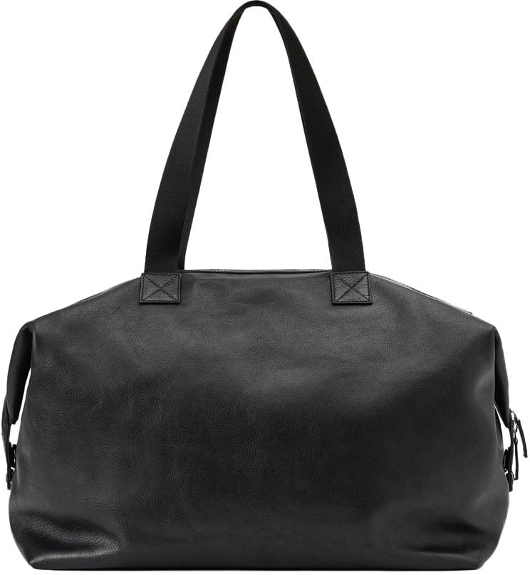 Iceberg Black leather duffel bag with cross-stitching and logo plaque Zwart