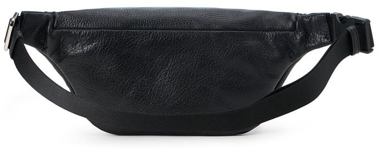 Iceberg Black leather bum bag with cross stitching and metal logo plate Zwart