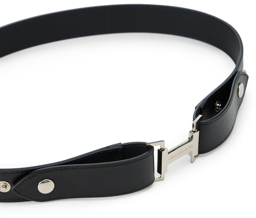 Iceberg Black nappa leather belt with metal I logo buckle Zwart