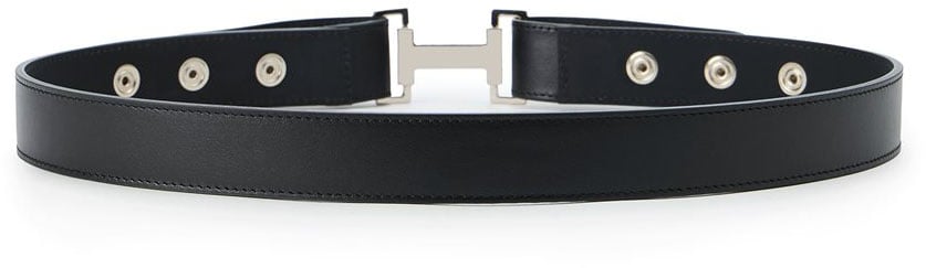Iceberg Black nappa leather belt with metal I logo buckle Zwart