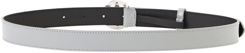 Iceberg Faeda light grey leather belt with metal monogram logo buckle Grijs