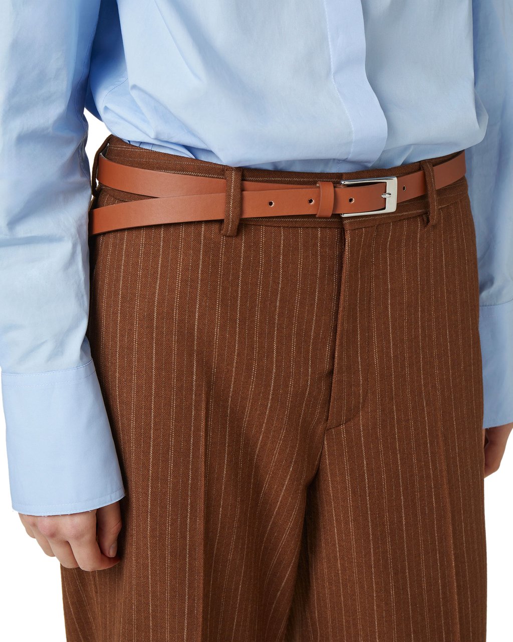 Iceberg Slim hazelnut nappa leather belt with buckle and internal logo print Bruin