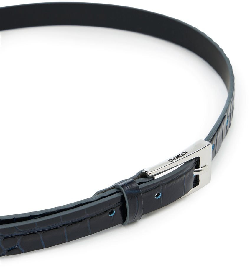 Iceberg Blue nappa leather belt with metal I logo buckle Blauw