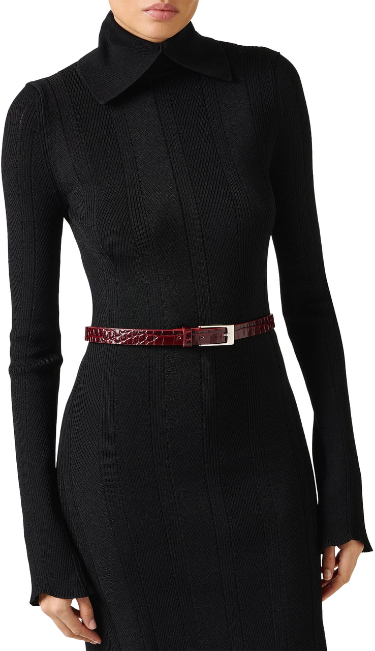 Iceberg Burgundy nappa leather belt with metal I logo buckle Rood