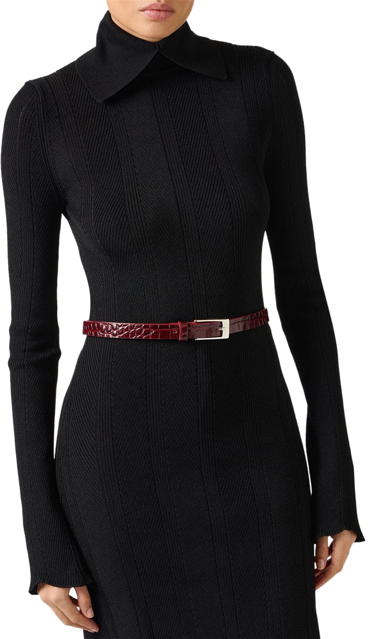 Iceberg Burgundy nappa leather belt with metal I logo buckle Rood